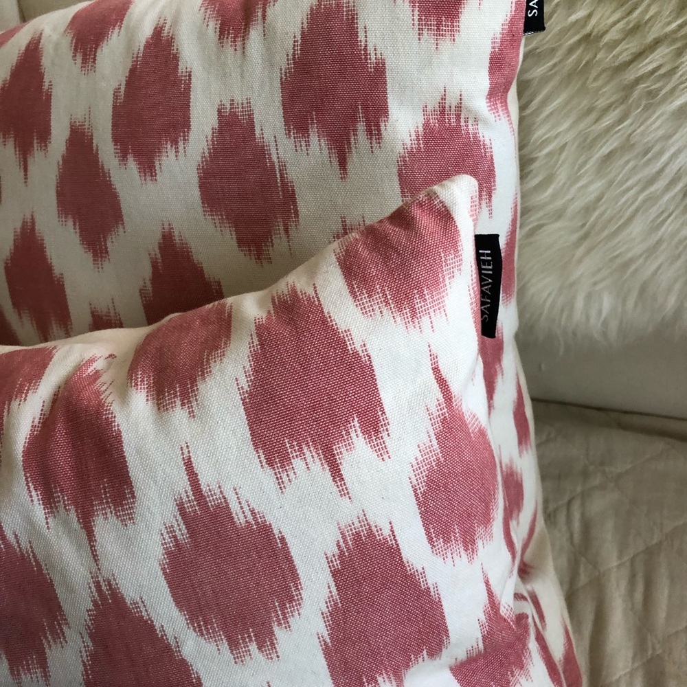 Two Safavieh 18” Cotton Rose Ikat Throw Pillows - Picture 3 of 3